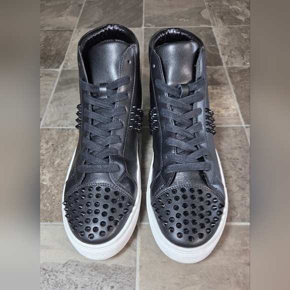 SAKS FIFTH AVENUE WENTWORTH STUDDED LEATHER HIGH TOP SNEAKERS. - Picture 5 of 8